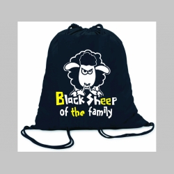 Čierna ovca rodiny  ľahké sťahovacie vrecko ( batôžtek / vak ) s čiernou šnúrkou, 100% bavlna 100 g/m2, rozmery cca. 37 x 41 cm